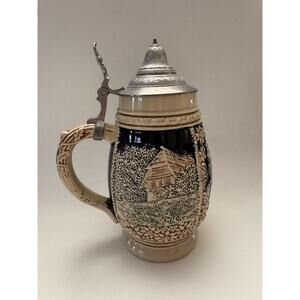 Vintage Marzi Remy Lidded Beer Stein Mug Village Scene 7.5 inch 3042 Cup